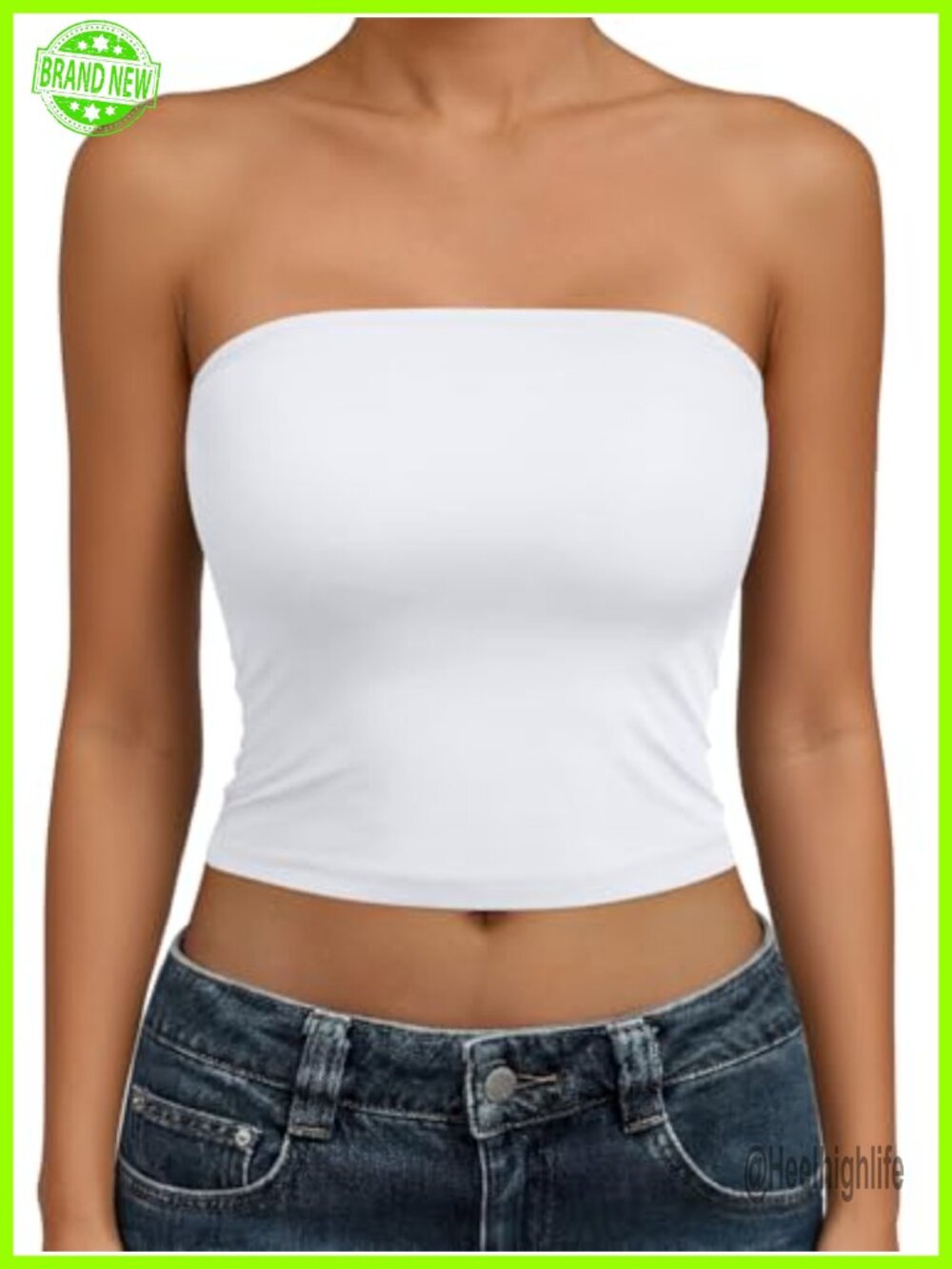 Trendy Queen Strapless Tube Top Crop Slim Fit Sleeveless Summer Going Out
